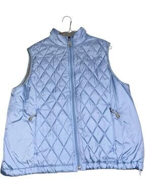 LL bean Light Blue Puffer Vest Quilted Jacket Full Zip Vintage Y2k 90s Tech Gorp